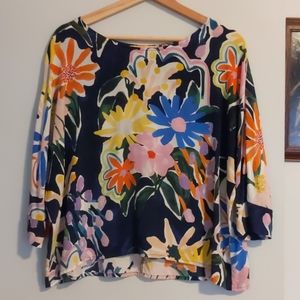 Variety Hour 100% Silk Floral Top